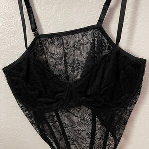 SHEIN Black Lace Crop Top